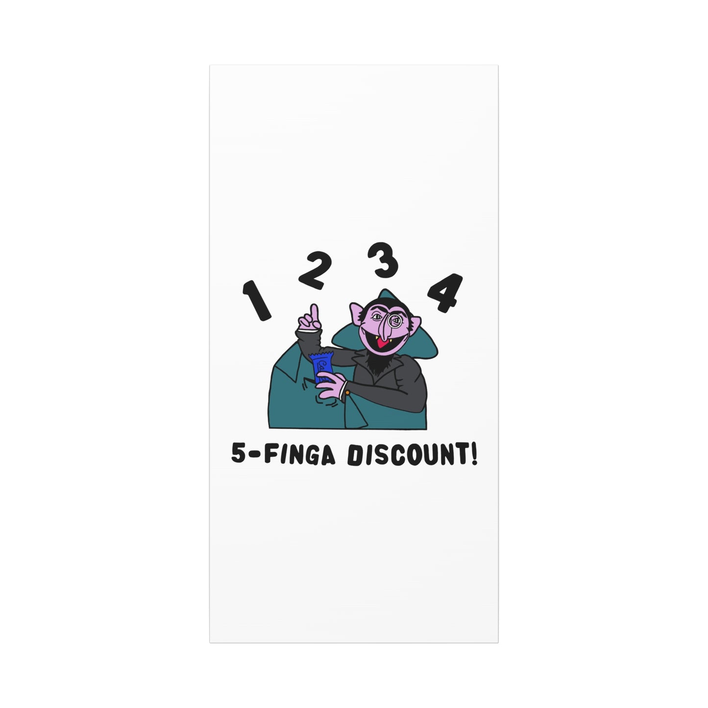 Five Finger Discount Canvas Print White - Sesame Street The Count Parody Art Print