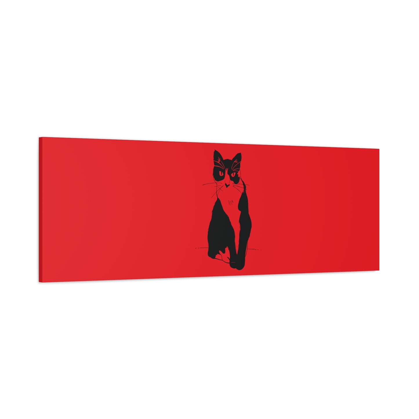 Cat Canvas Print on Red (Transparent Style Cat) - Cat Drawing Art