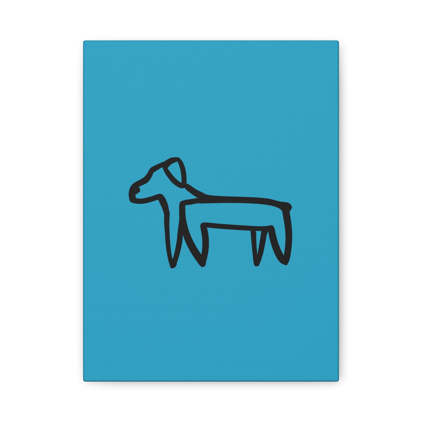 Dog Canvas Print on Turquoise (Transparent Style Black Dog) - Dog Drawing Canvas