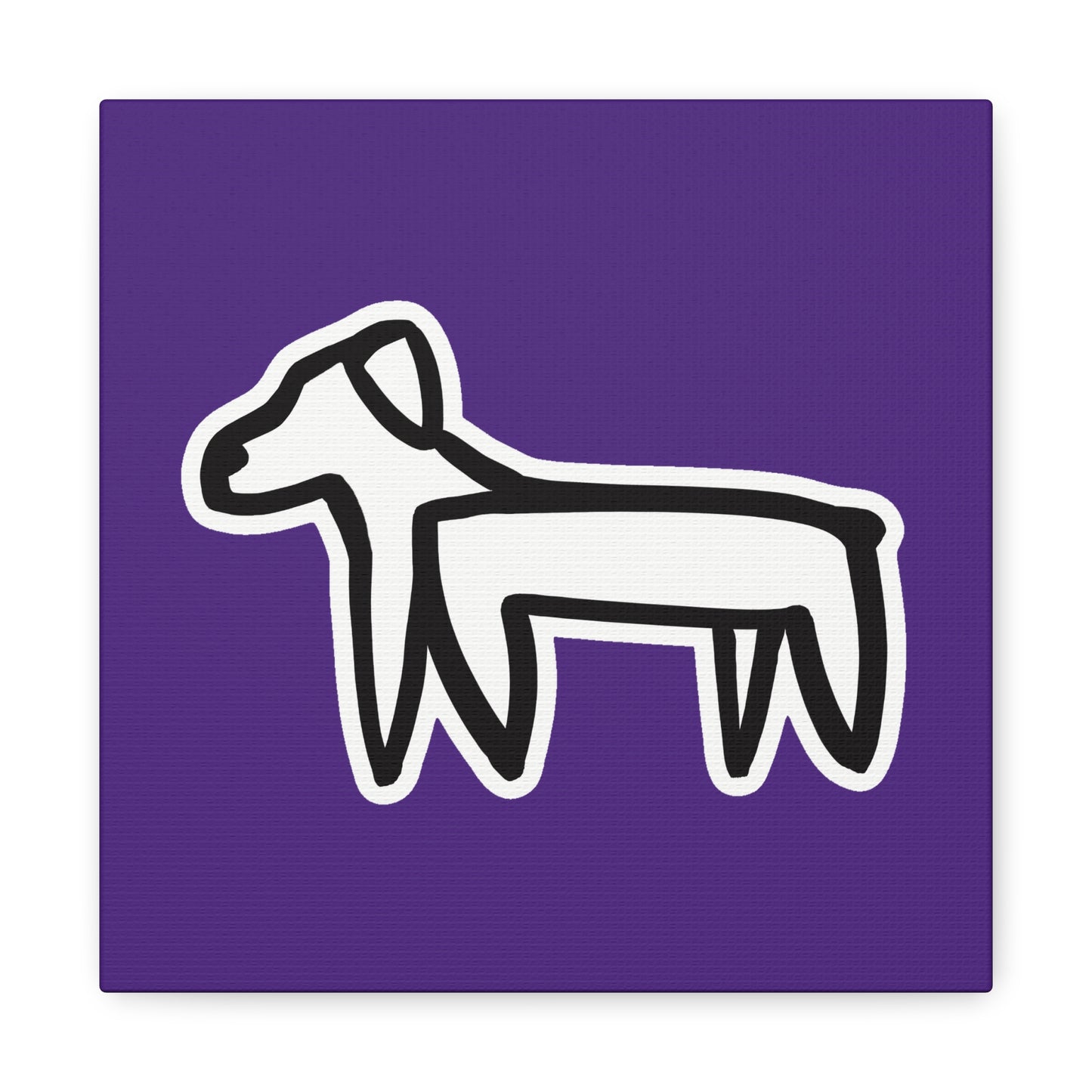 Dog Canvas Print on Purple (Sticker Style White Dog) - Dog Art Print