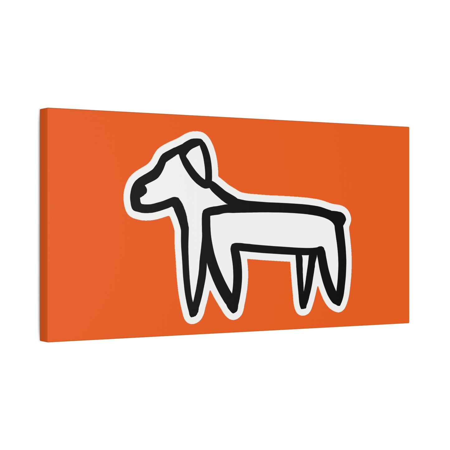 Dog Canvas Print on Orange (Sticker Style White Dog) - Dog Art Print