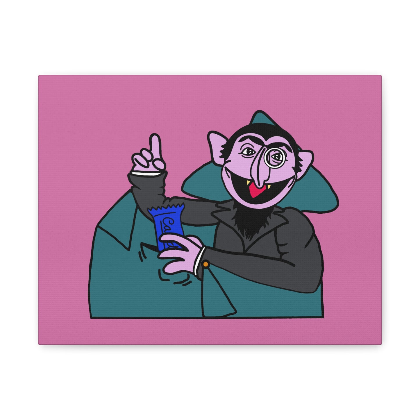 The Count Stealing Candy Canvas Print Light Pink - Sesame Street The Count Parody Art