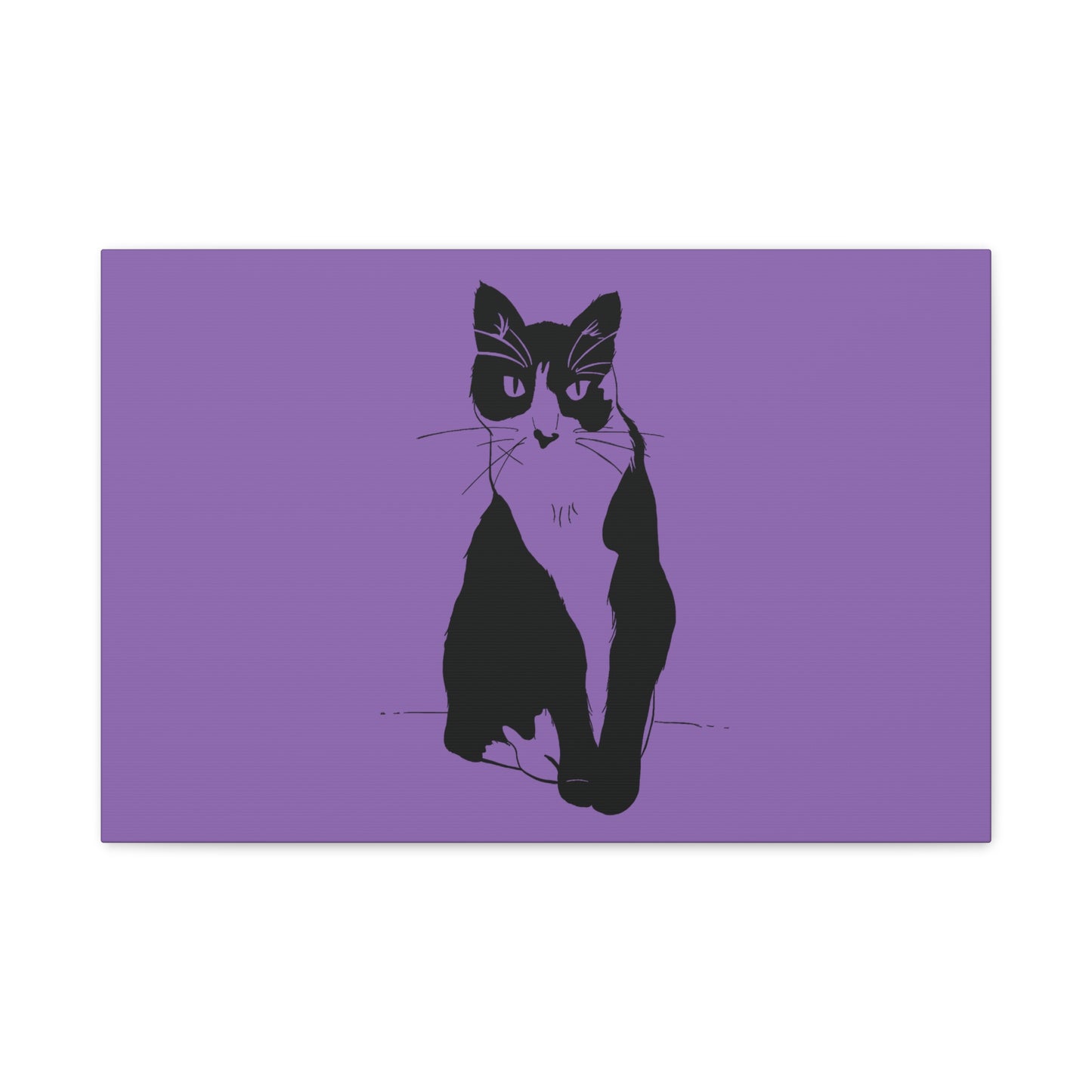 Cat Canvas Print on Purple (Transparent Style Cat) - Cat Drawing Art
