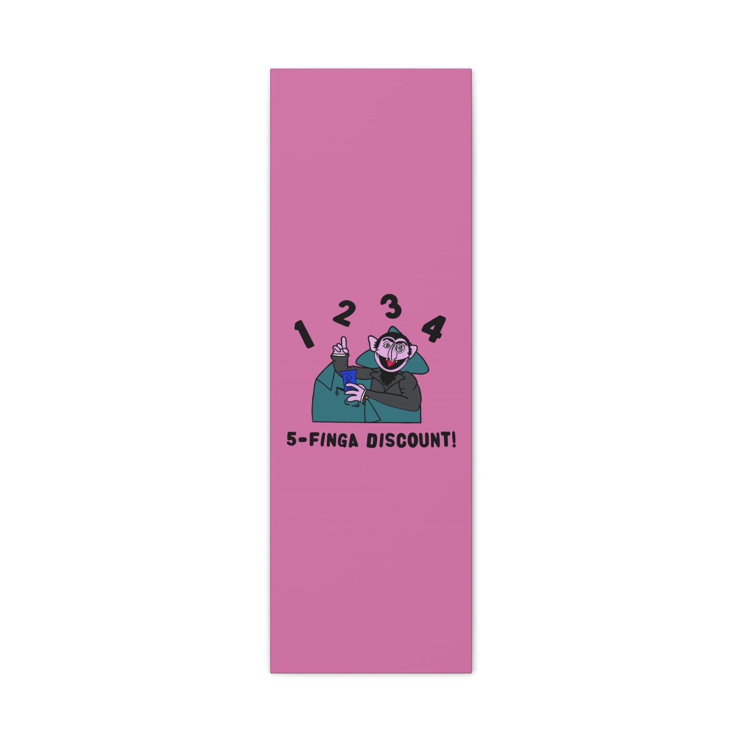 Five Finger Discount Canvas Print Light Pink - Sesame Street The Count Parody Art Print
