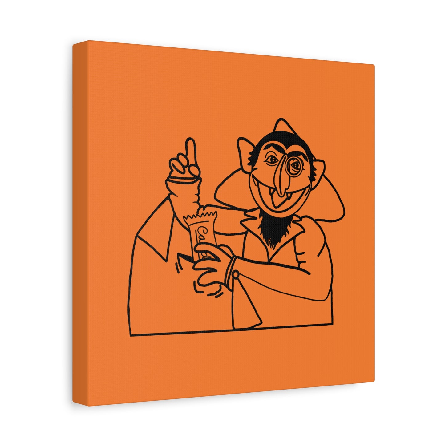 The Count Stealing Candy Outline Canvas Print Light Orange - Sesame Street The Count Parody Art