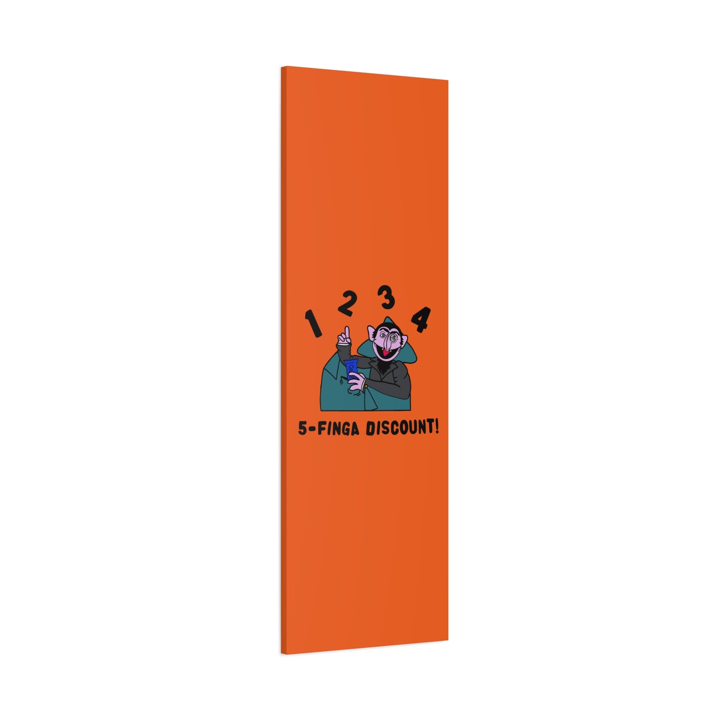 Five Finger Discount Canvas Print Orange - Sesame Street The Count Parody Art Print
