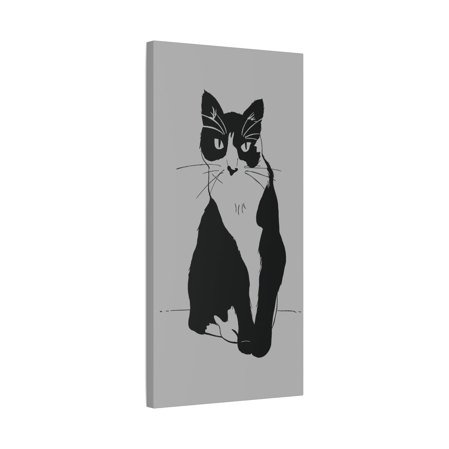 Cat Canvas Print on Grey (Transparent Style Cat) - Cat Drawing Art