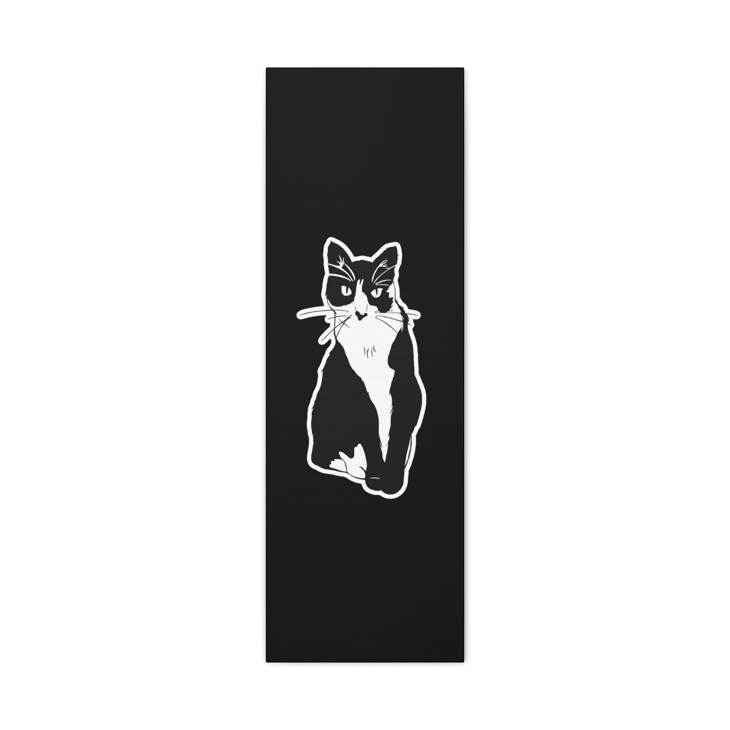 Cat Canvas Print on Black (Sticker Style Cat) - Cat Drawing Art