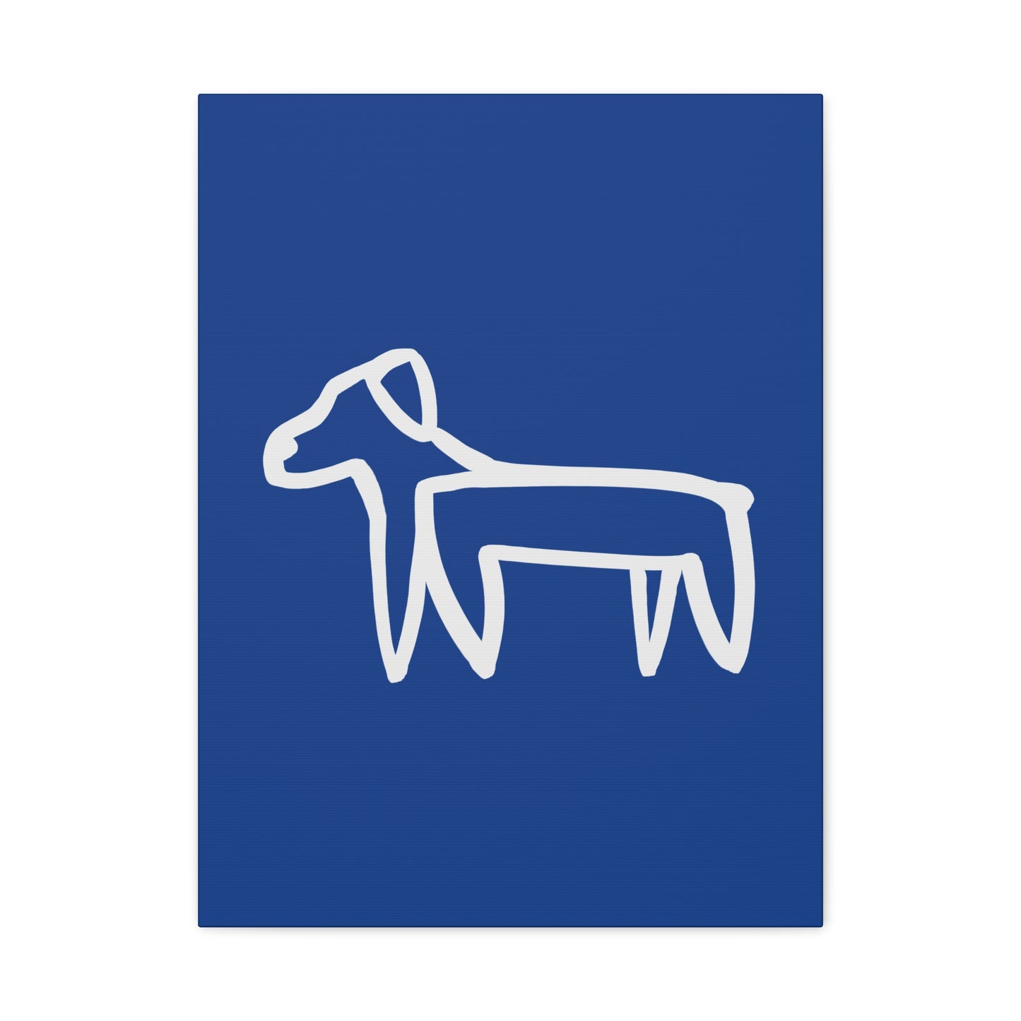 Dog Canvas Print on Blue (Transparent Style White Dog) - Dog Art Print