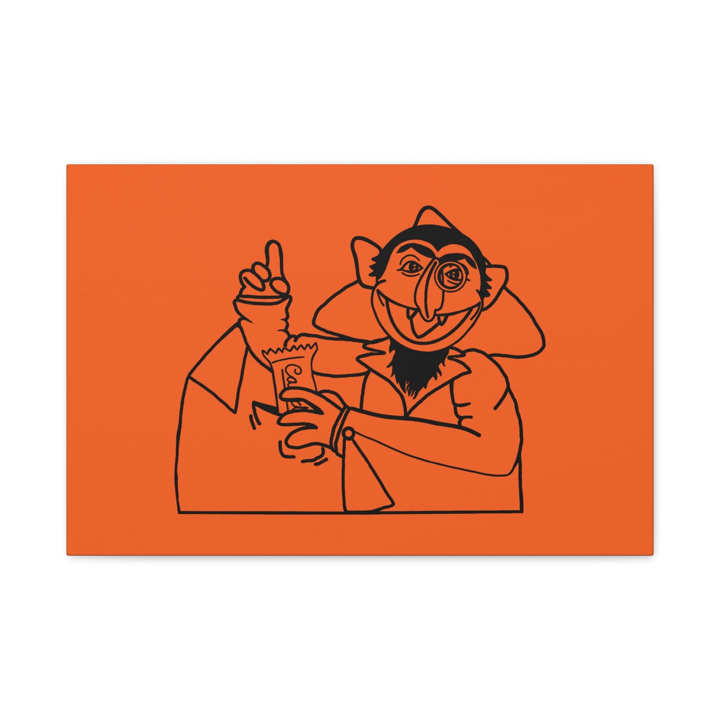 The Count Stealing Candy Outline Canvas Print Orange - Sesame Street The Count Parody Art Print