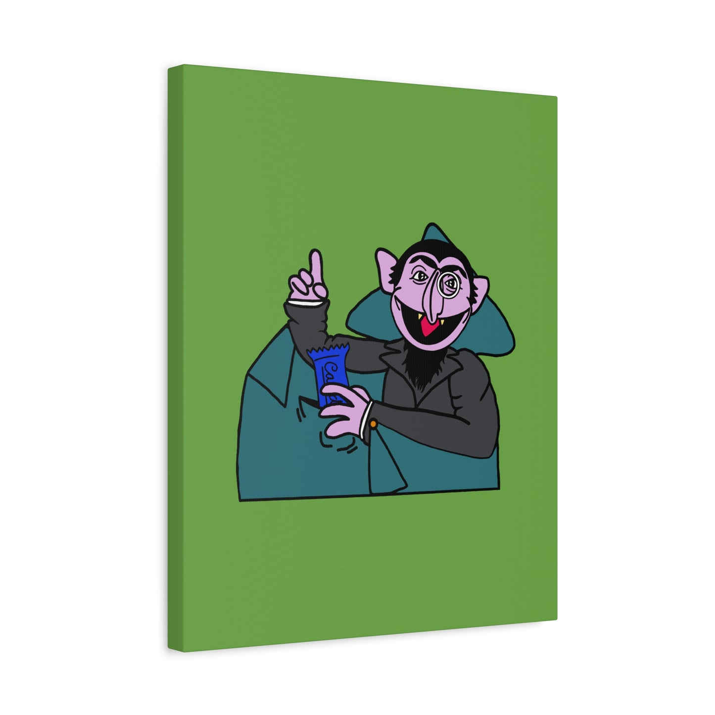 The Count Stealing Candy Canvas Print Green - Sesame Street The Count Parody Art