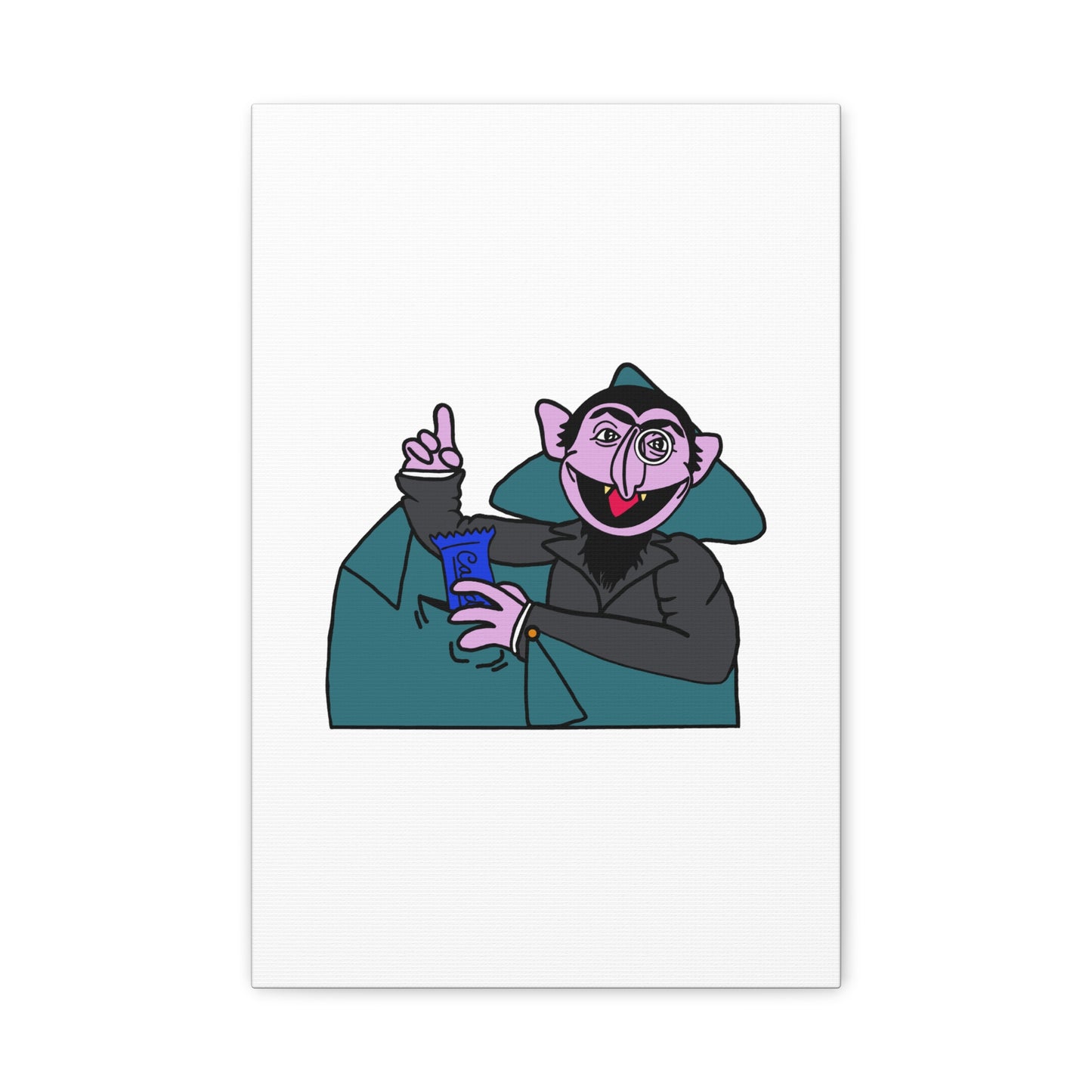 The Count Stealing Candy Canvas Print White - Sesame Street The Count Parody Art