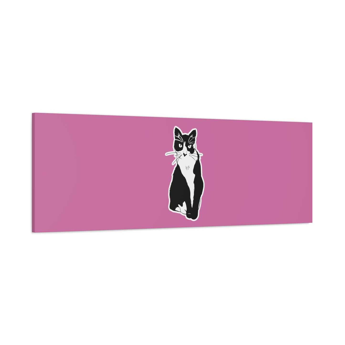 Cat Canvas on Light Pink (Sticker Style Cat) - Cat Drawing Art