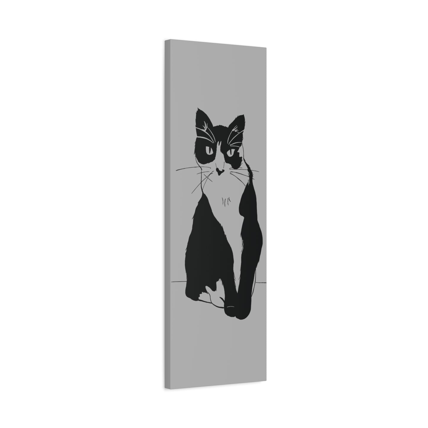 Cat Canvas Print on Grey (Transparent Style Cat) - Cat Drawing Art