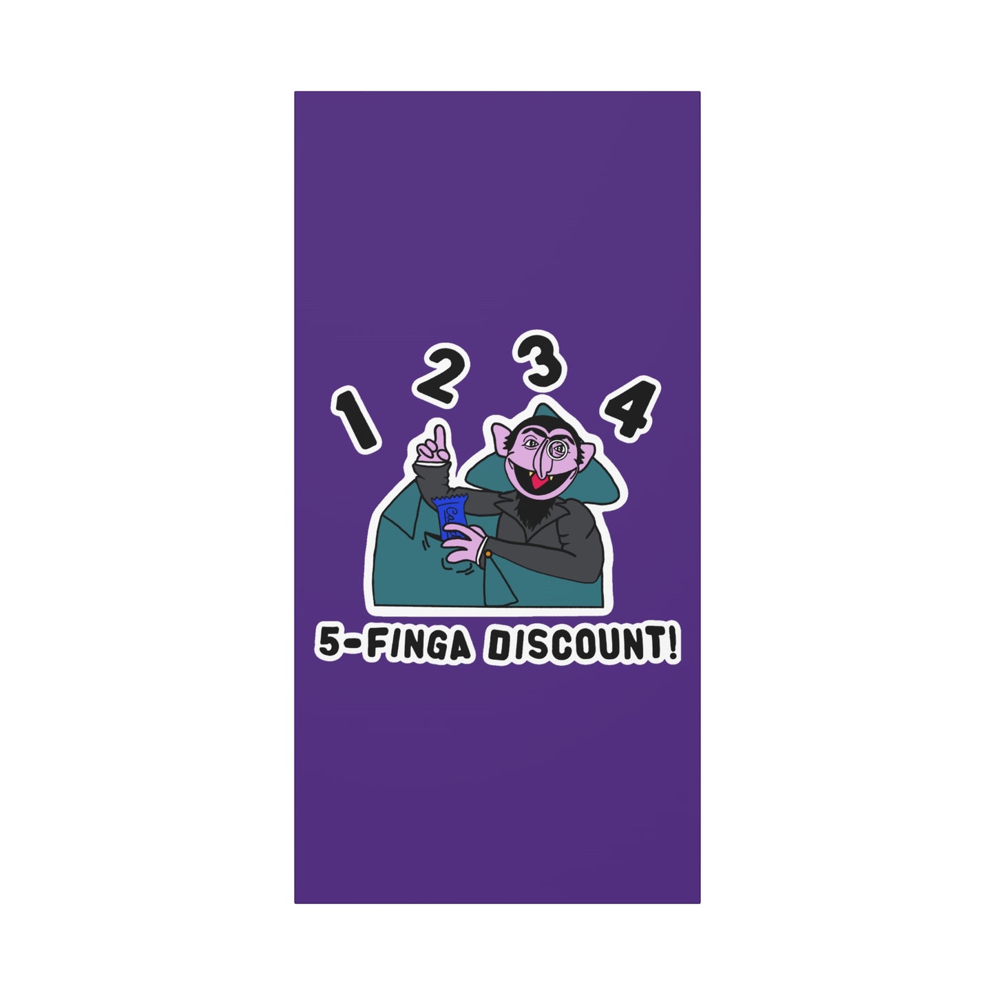 Five Finger Discount Canvas Print Light Purple - Sesame Street The Count Parody Art Print