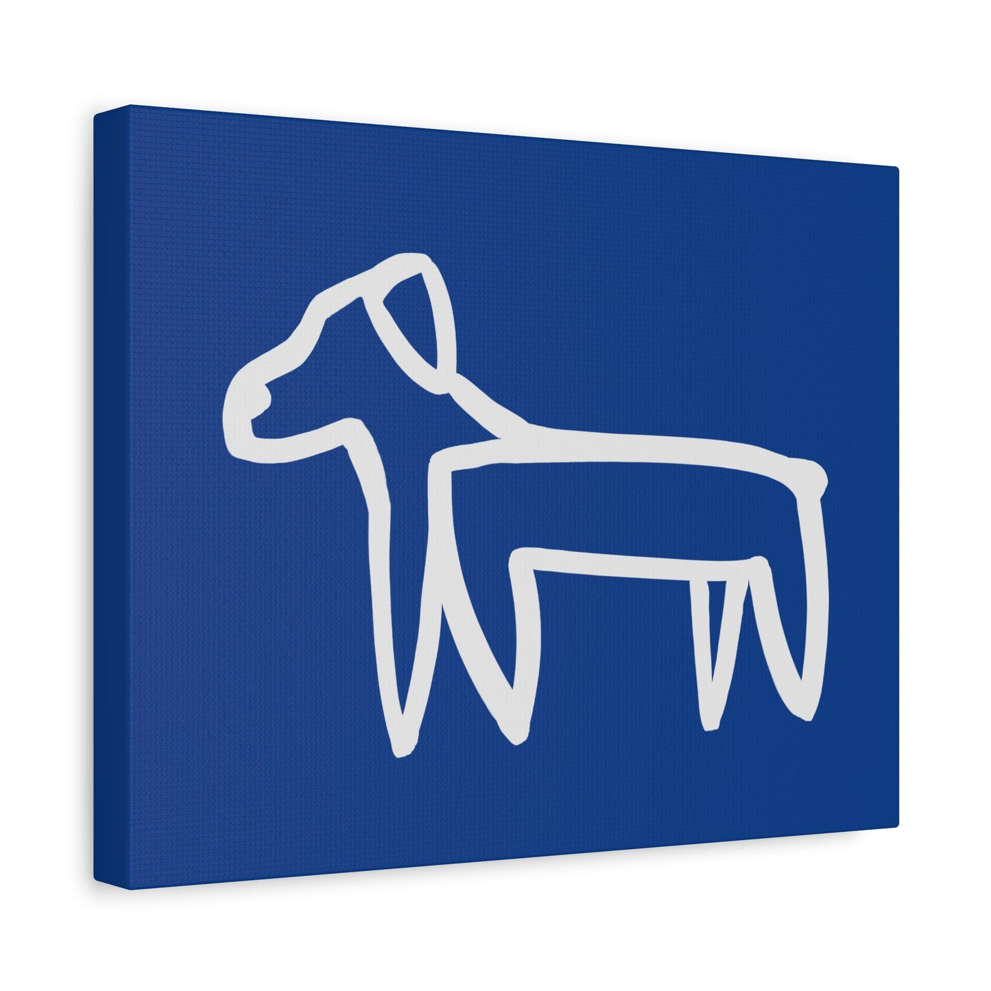 Dog Canvas Print on Blue (Transparent Style White Dog) - Dog Art Print