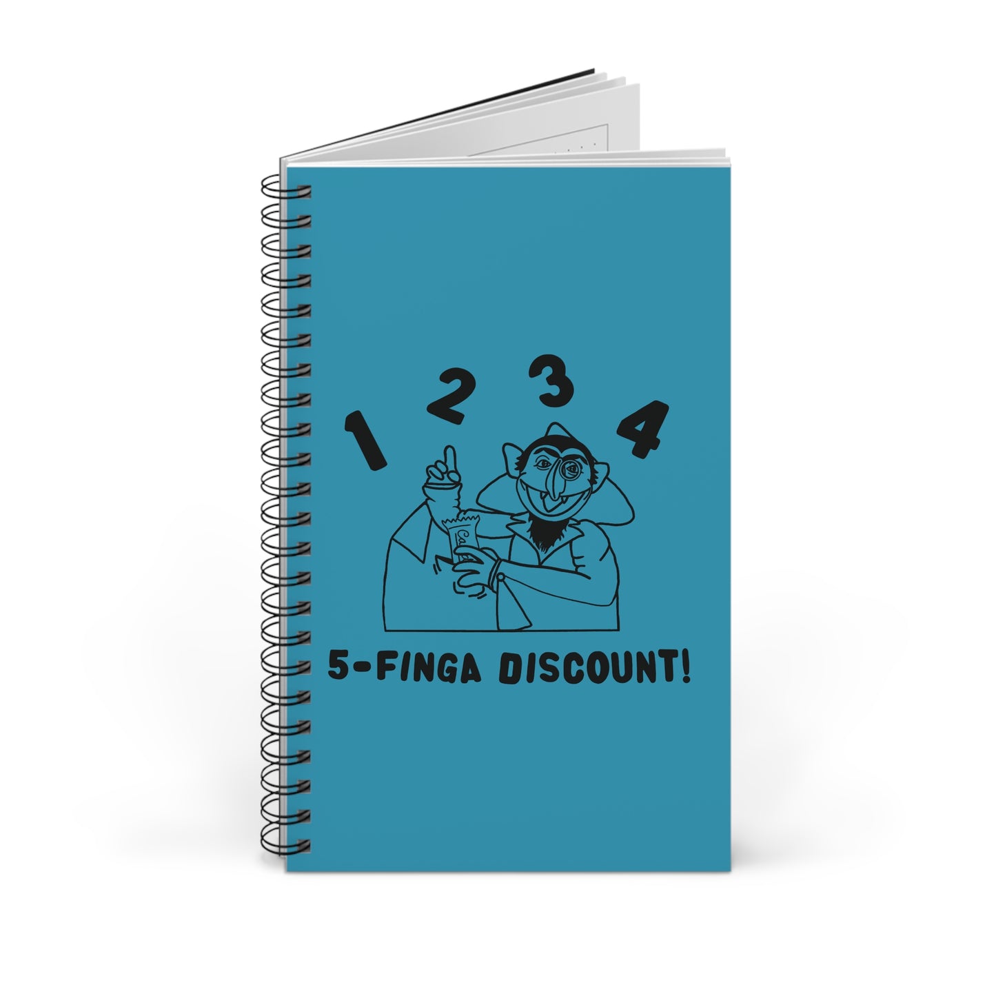 Five Finger Discount Outline Notebook Turquoise - Sesame Street Parody The Count Spiral Notebook