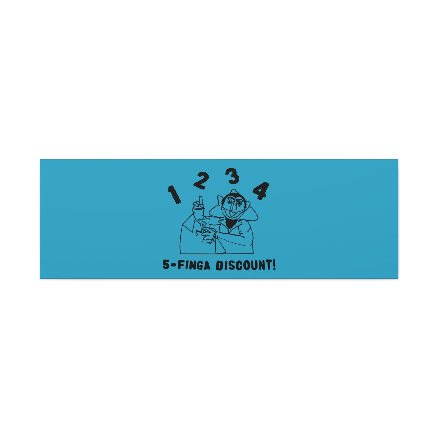 Five Finger Discount Outline Canvas Print Turquoise - Sesame Street The Count Parody Art Print