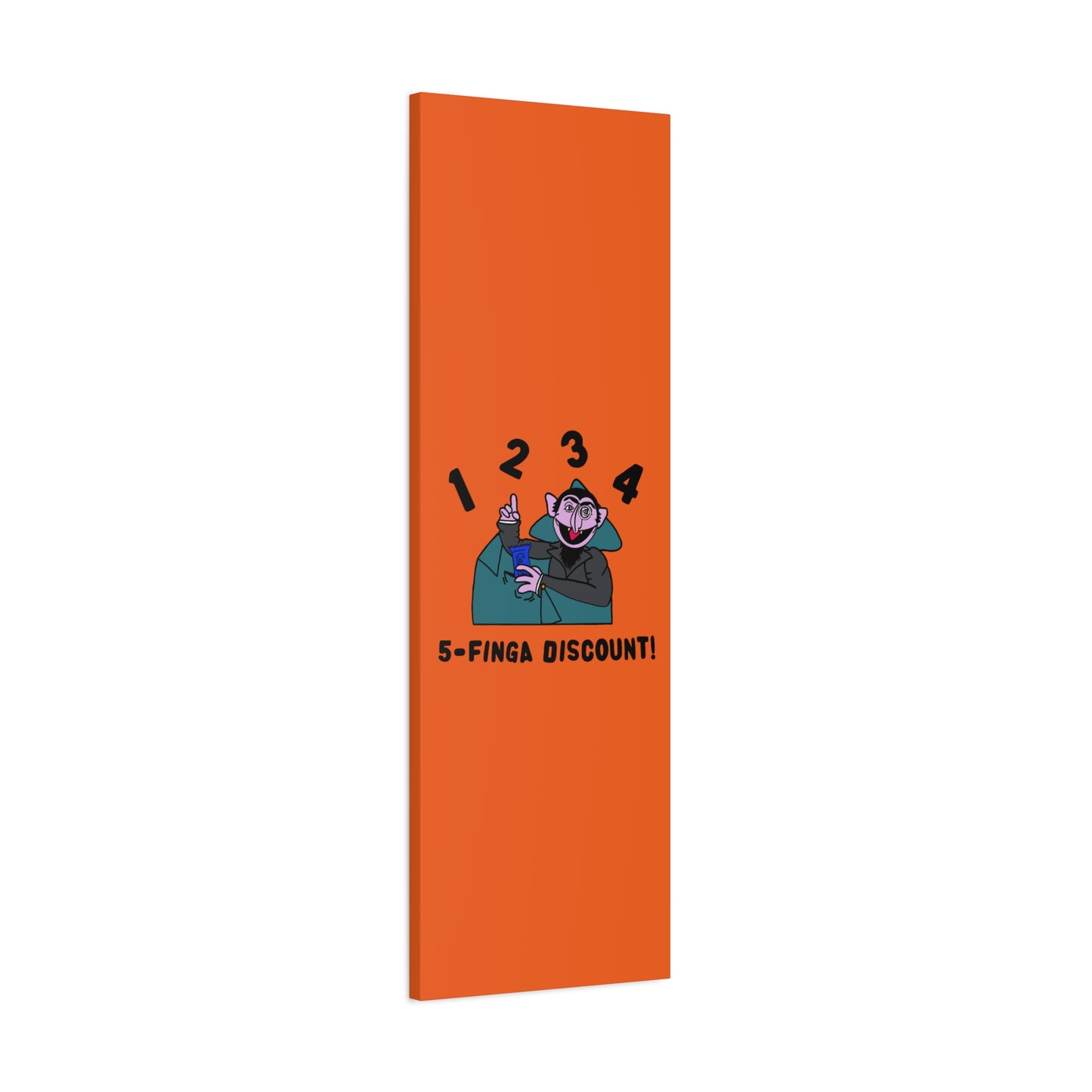 Five Finger Discount Canvas Print Orange - Sesame Street The Count Parody Art Print