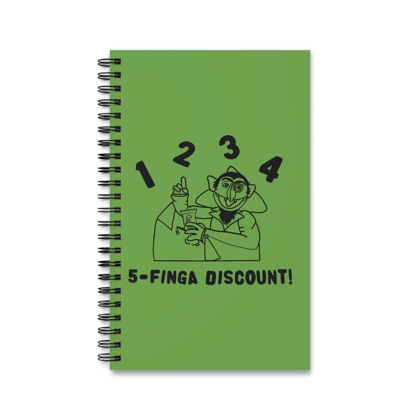 Five Finger Discount Outline Notebook Green - Sesame Street The Count Parody Spiral Notebook