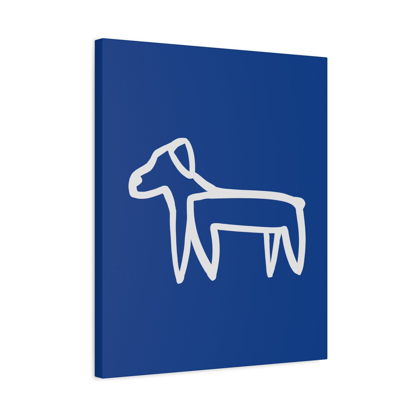 Dog Canvas Print on Blue (Transparent Style White Dog) - Dog Art Print