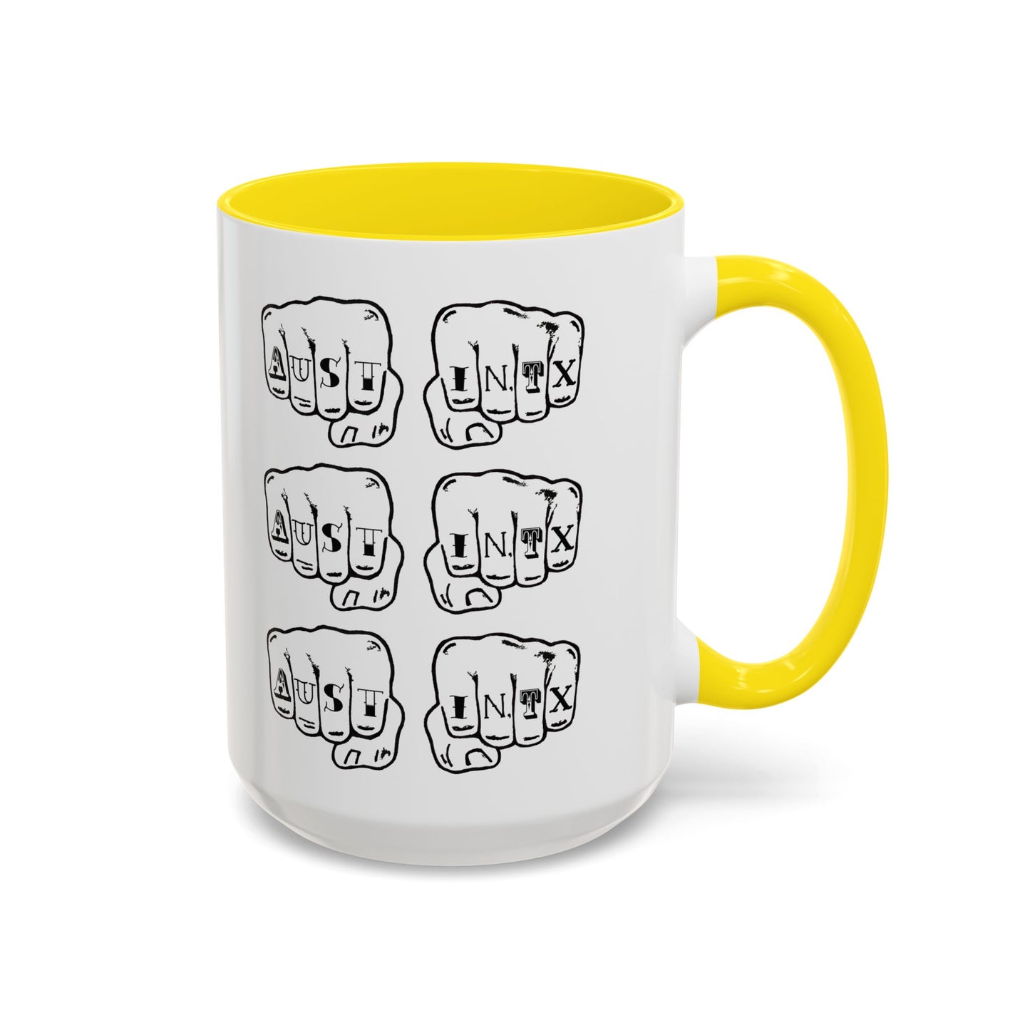 Austin Knuckle Tats Tattooed Fists Accent Mug Fists Stack Edition