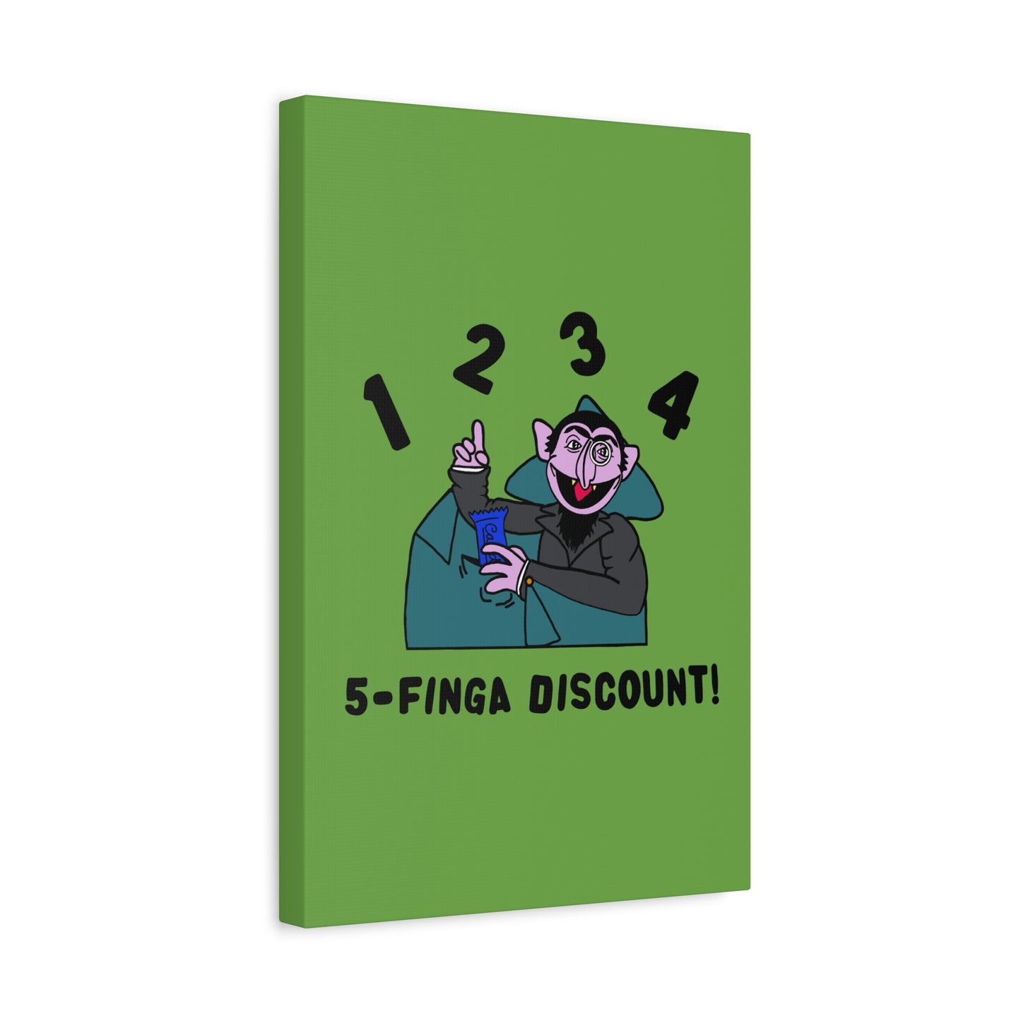 Five Finger Discount Canvas Print Green - Sesame Street The Count Parody Art Print