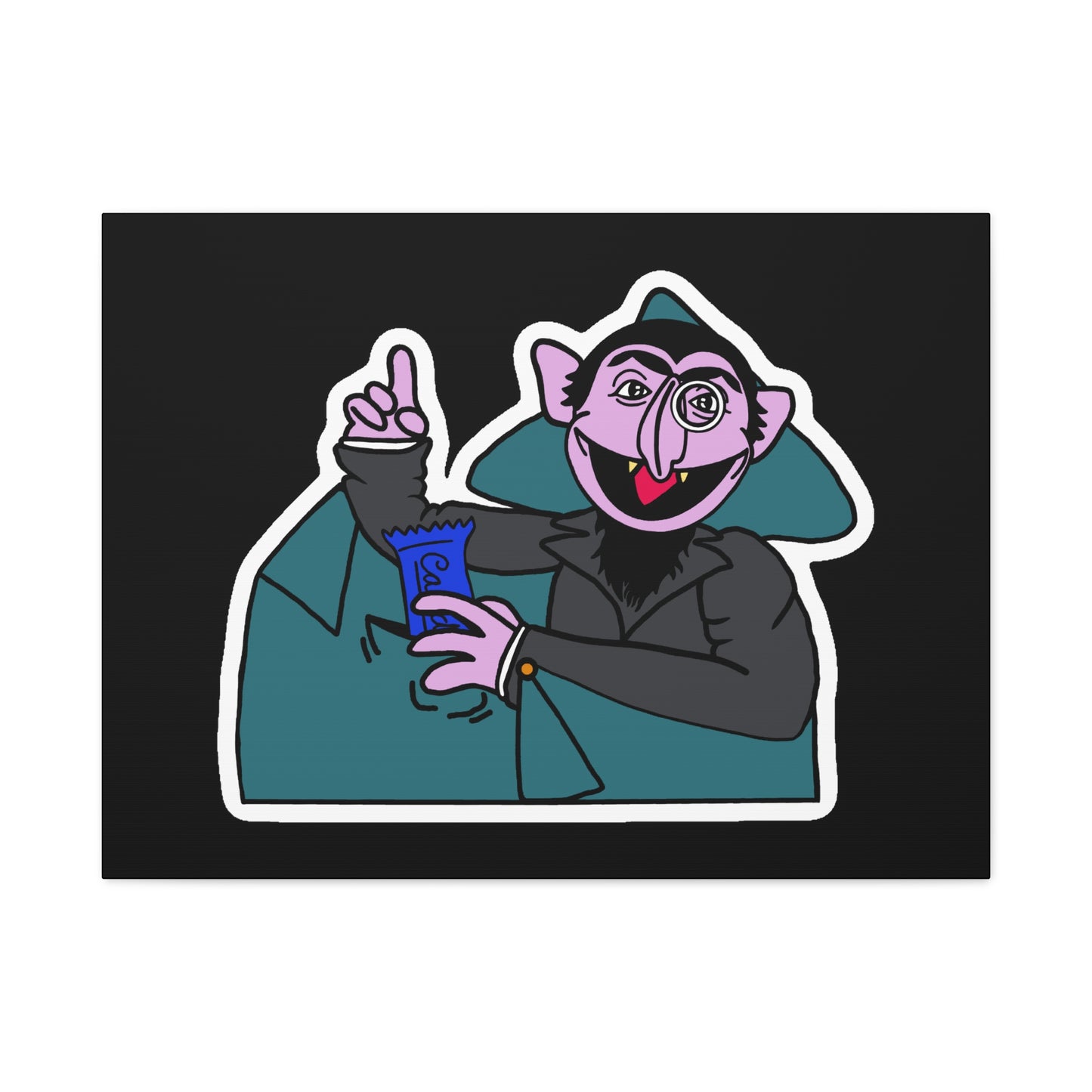 The Count Stealing Candy Canvas Print Black - Sesame Street The Count Parody Art