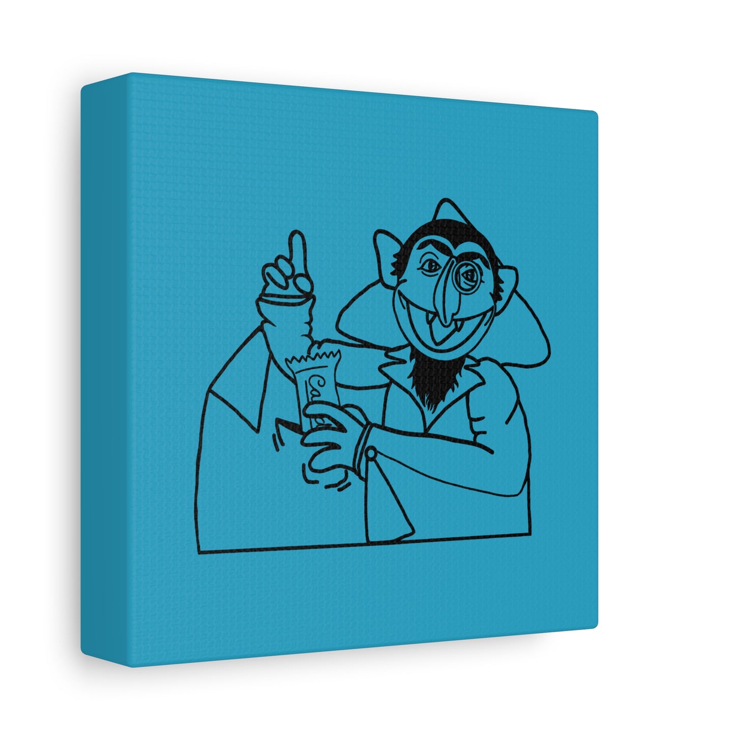 The Count Stealing Candy Outline Canvas Print Turquoise - Sesame Street The Count Art Print