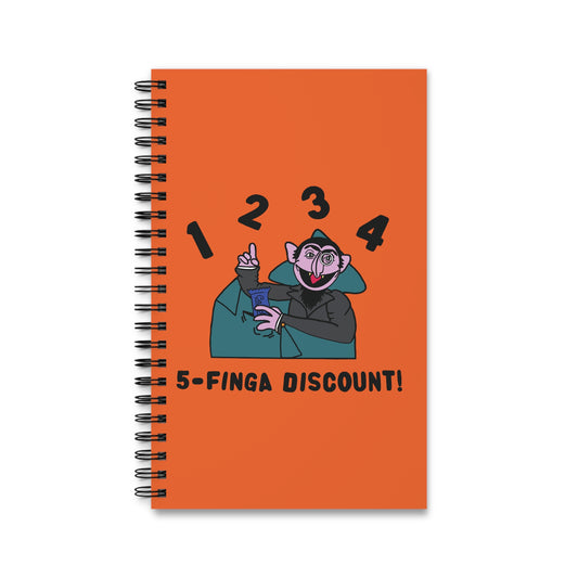Five Finger Discount Notebook Orange - Sesame Street The Count Parody Notebook