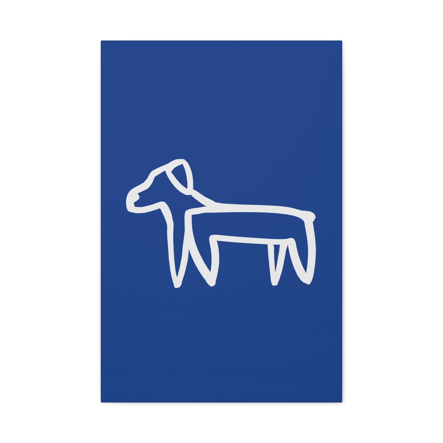 Dog Canvas Print on Blue (Transparent Style White Dog) - Dog Art Print