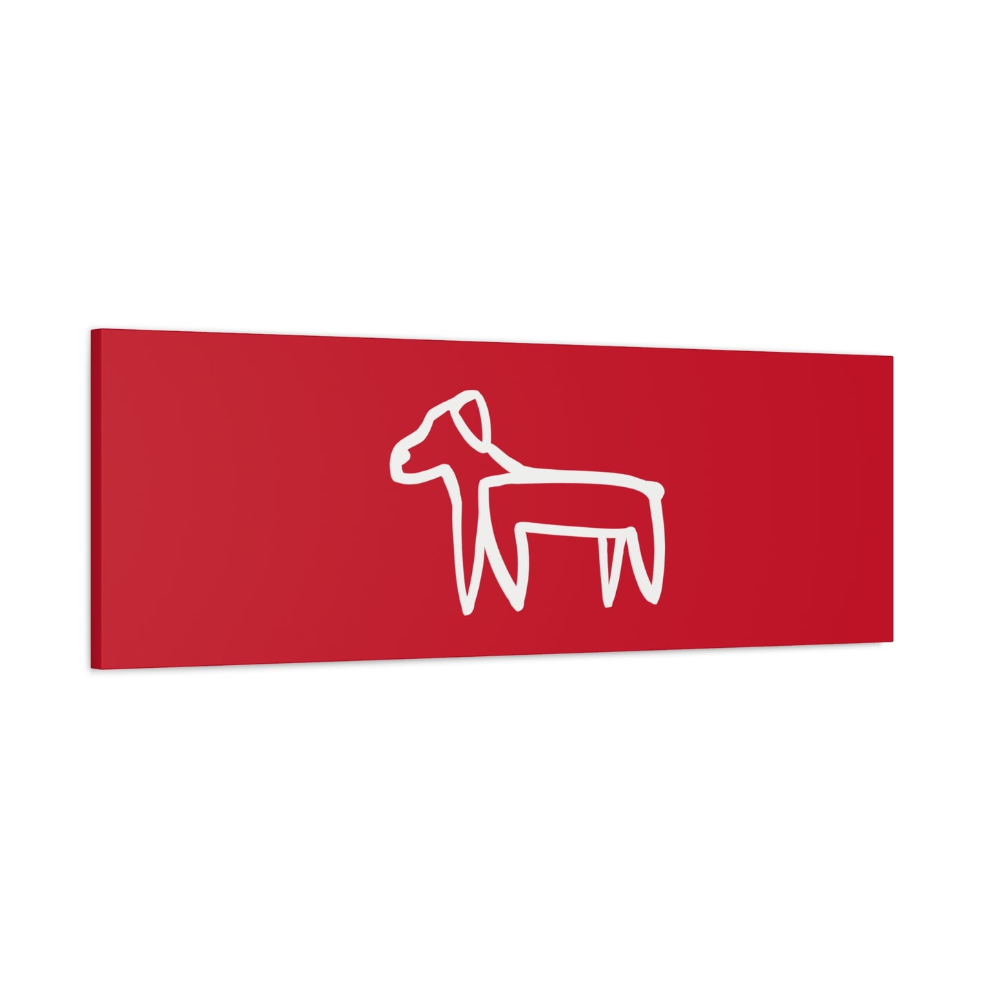 Dog Canvas Print on Red (Transparent Style White Dog) - Dog Art Print