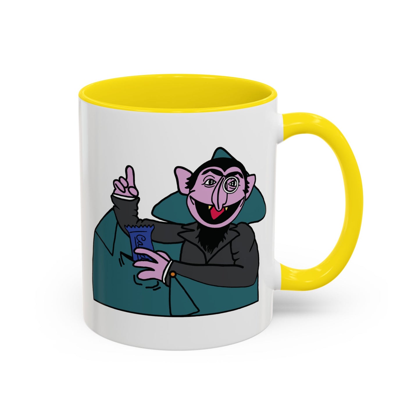 The Count Stealing Candy Accent Mug - Sesame Street The Count Parody Coffee Mug