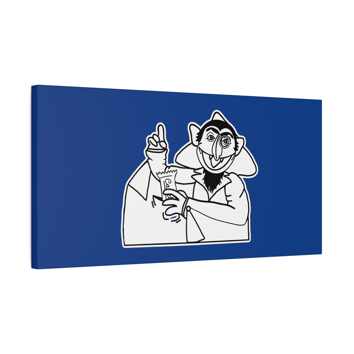 The Count Stealing Candy Outline Canvas Print Dark Blue - Sesame Street The Count Parody Art