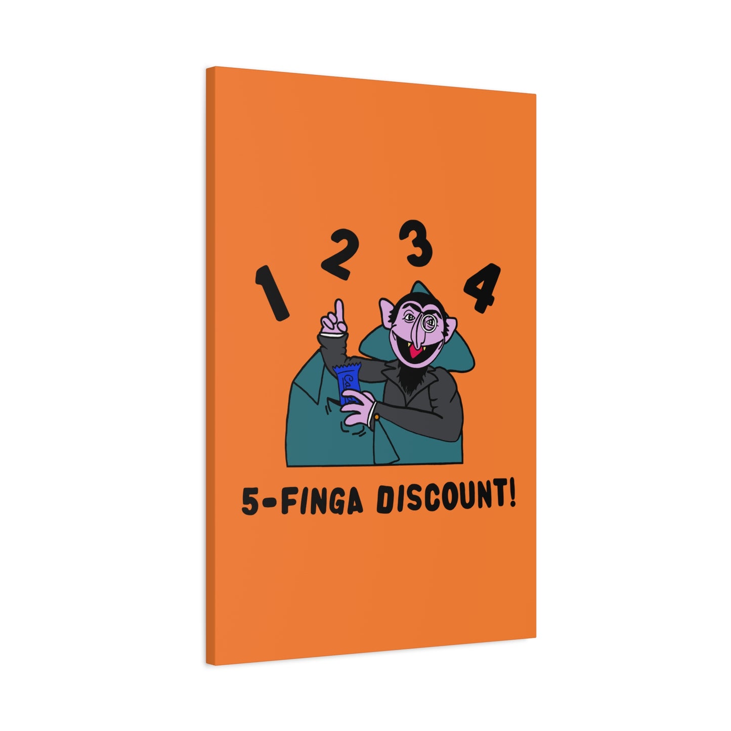 Five Finger Discount Canvas Print Light Orange - Sesame Street The Count Parody Art Print
