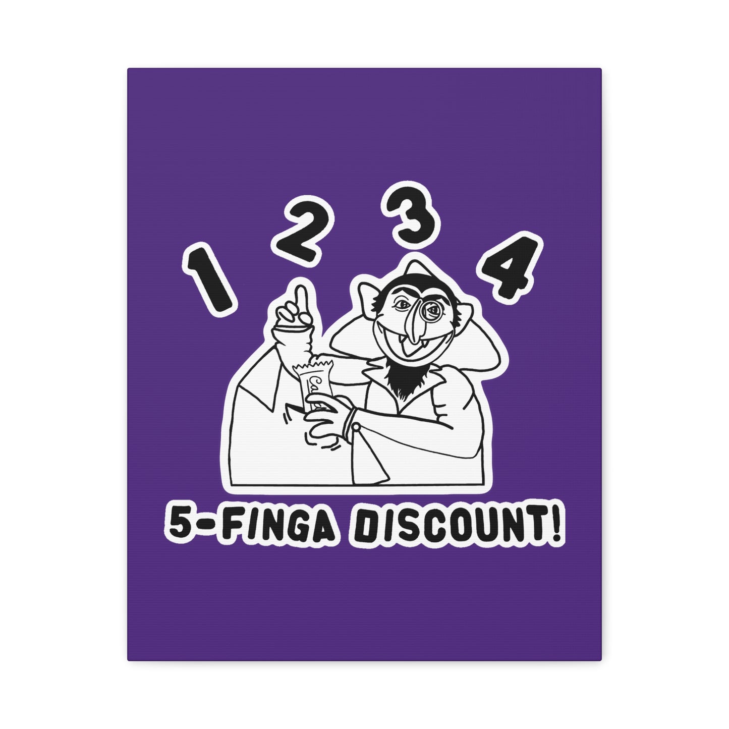 Five Finger Discount Outline Canvas Print Purple - Sesame Street The Count Parody Art Print