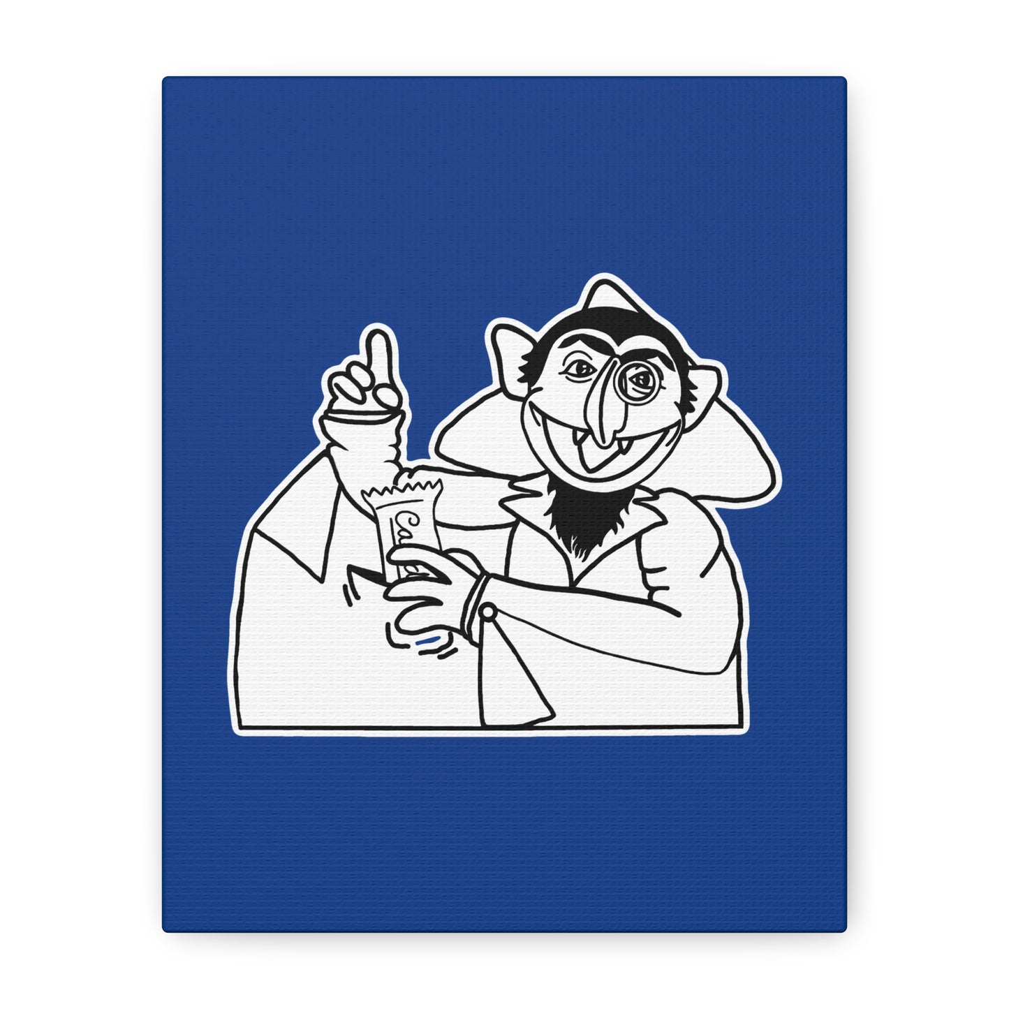 The Count Stealing Candy Outline Canvas Print Dark Blue - Sesame Street The Count Parody Art