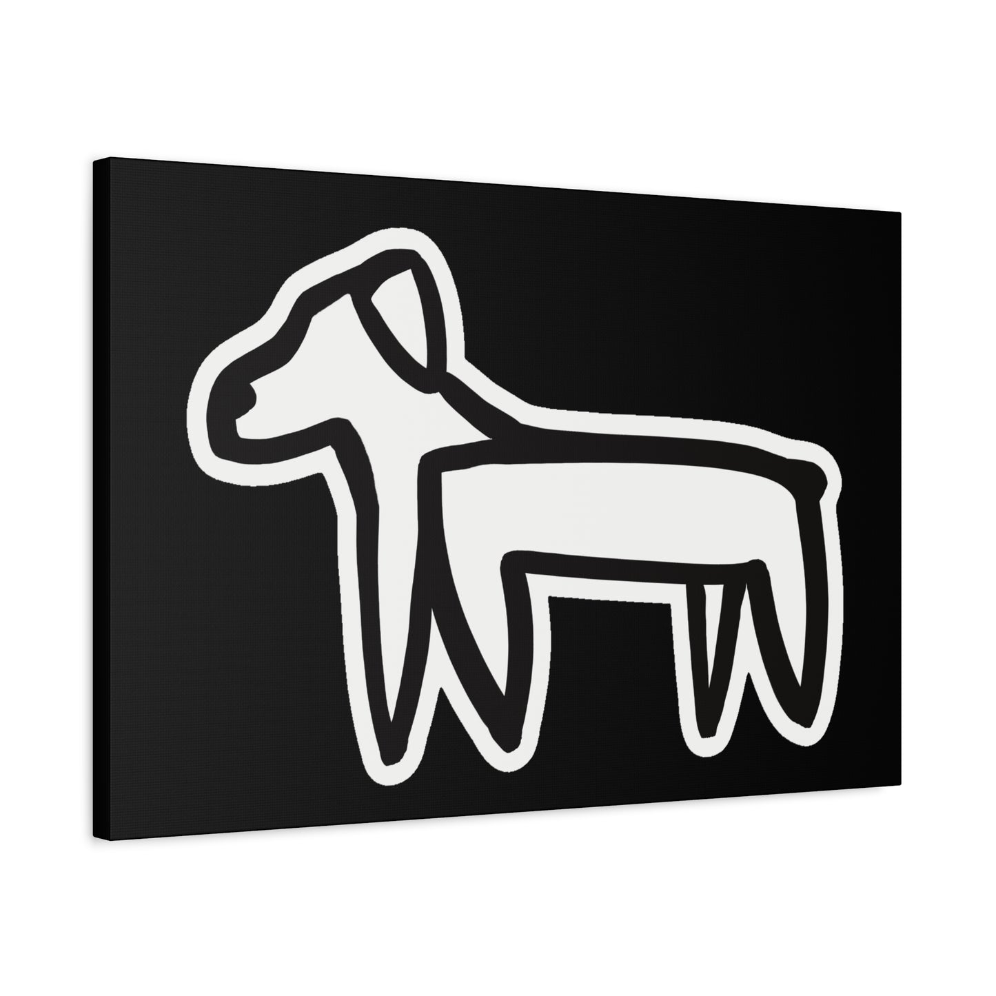 Dog Canvas Print on Black (Sticker Style Dog) - Dog Art Print