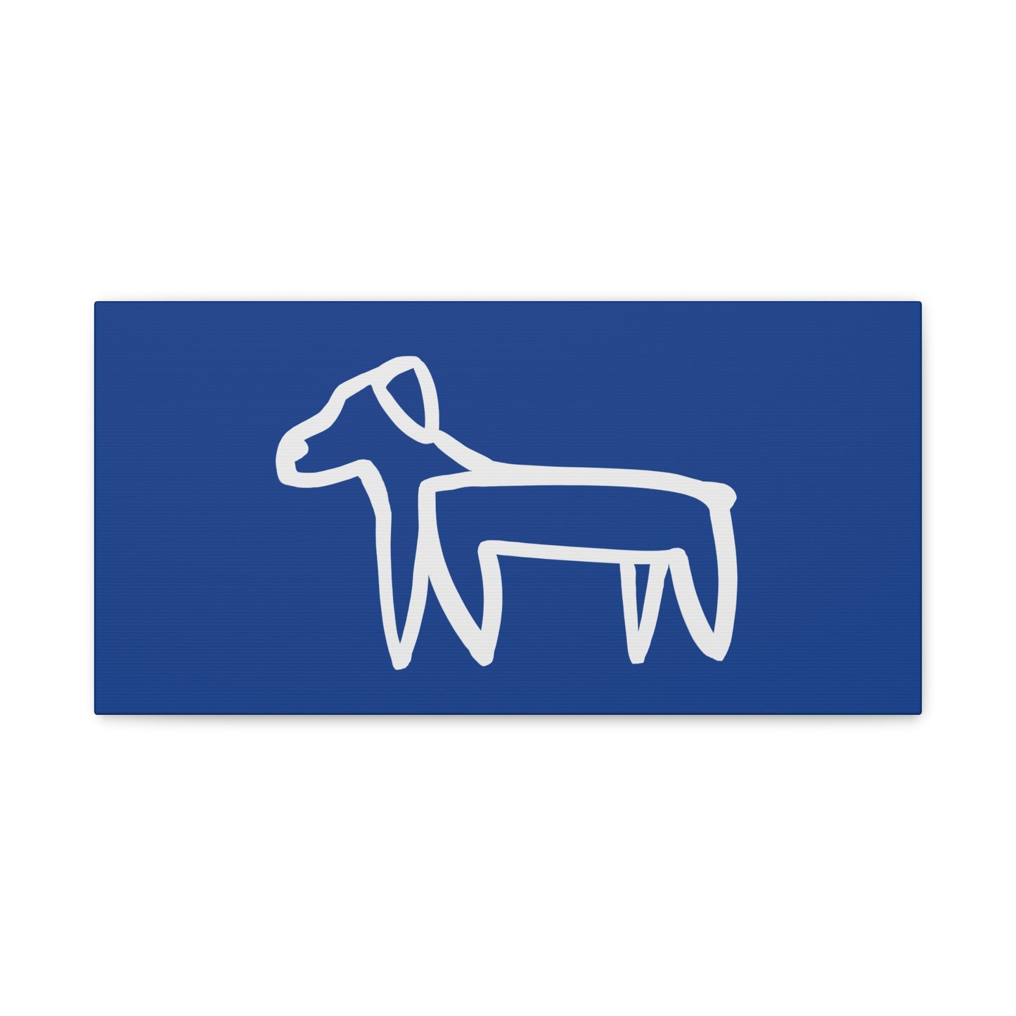 Dog Canvas Print on Blue (Transparent Style White Dog) - Dog Art Print