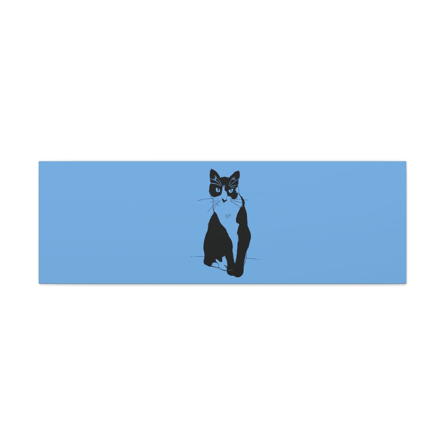 Cat Canvas Print on Light Blue (Transparent Style Cat) - Cat Drawing Art