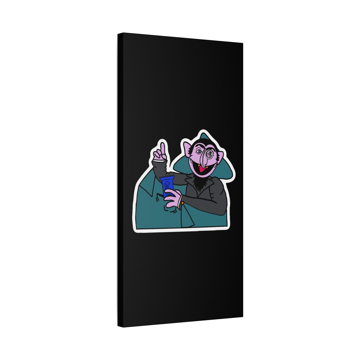 The Count Stealing Candy Canvas Print Black - Sesame Street The Count Parody Art