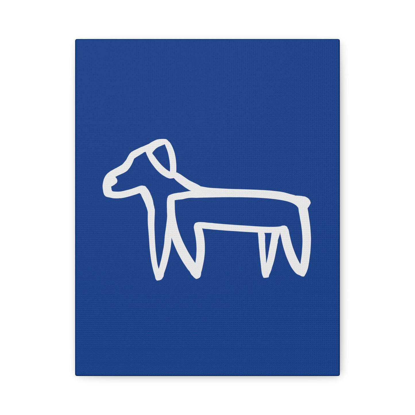 Dog Canvas Print on Blue (Transparent Style White Dog) - Dog Art Print