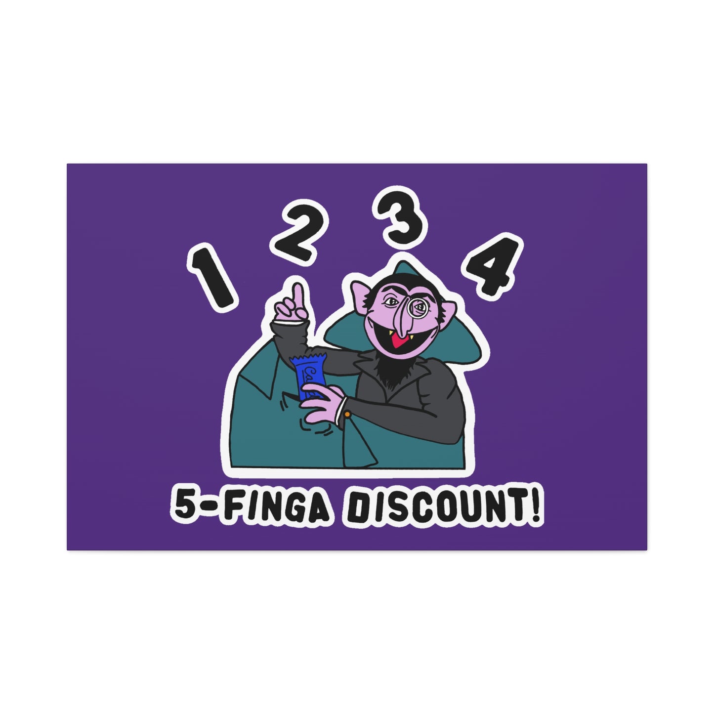 Five Finger Discount Canvas Print Light Purple - Sesame Street The Count Parody Art Print