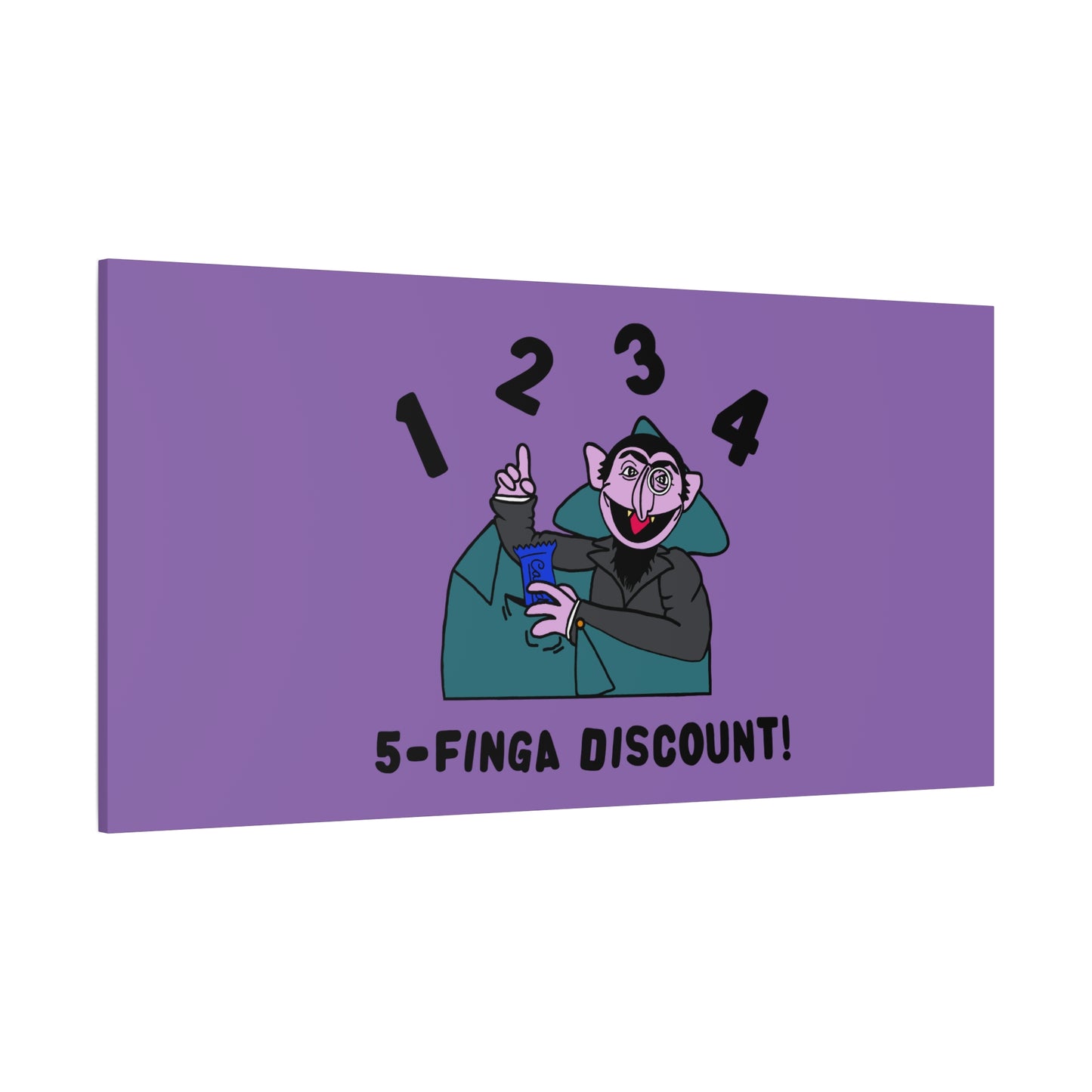 Five Finger Discount Canvas Print Light Purple - Sesame Street The Count Parody Art Print