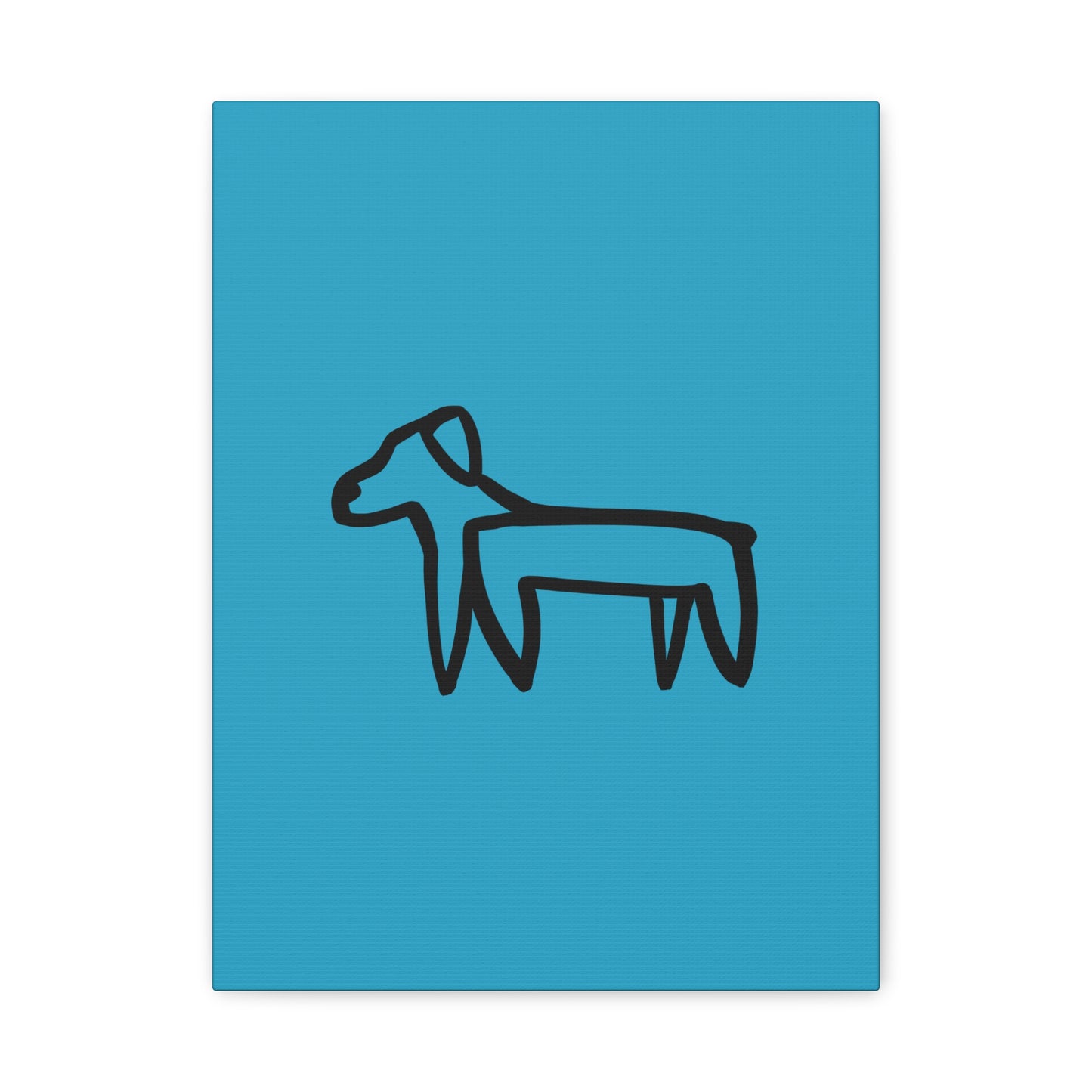 Dog Canvas Print on Turquoise (Transparent Style Black Dog) - Dog Drawing Canvas