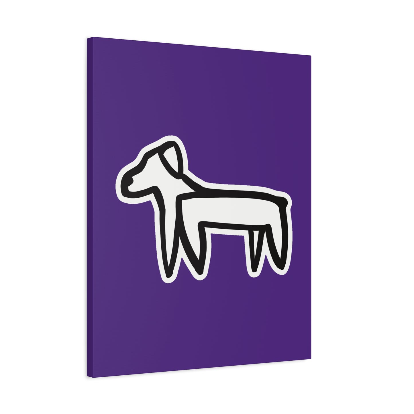 Dog Canvas Print on Purple (Sticker Style White Dog) - Dog Art Print