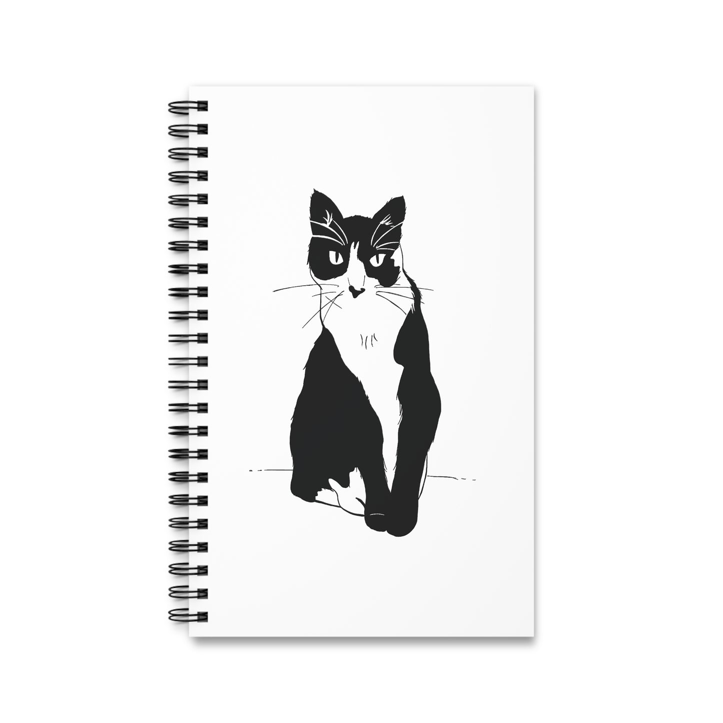 Cat Notebook in White (Transparent Style Cat) - Cat Drawing Spiral Notebook Journal