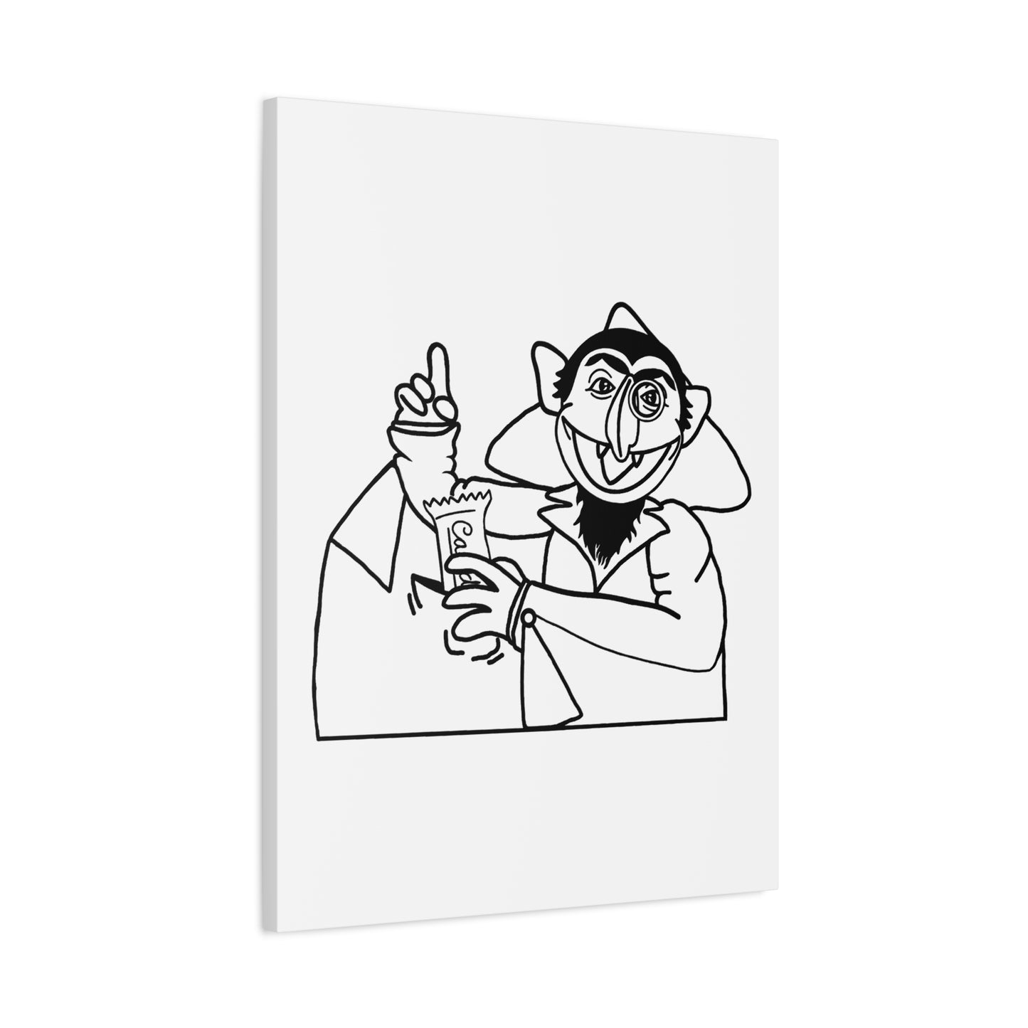 The Count Stealing Candy Outline Canvas Print White - Sesame Street The Count Parody Art