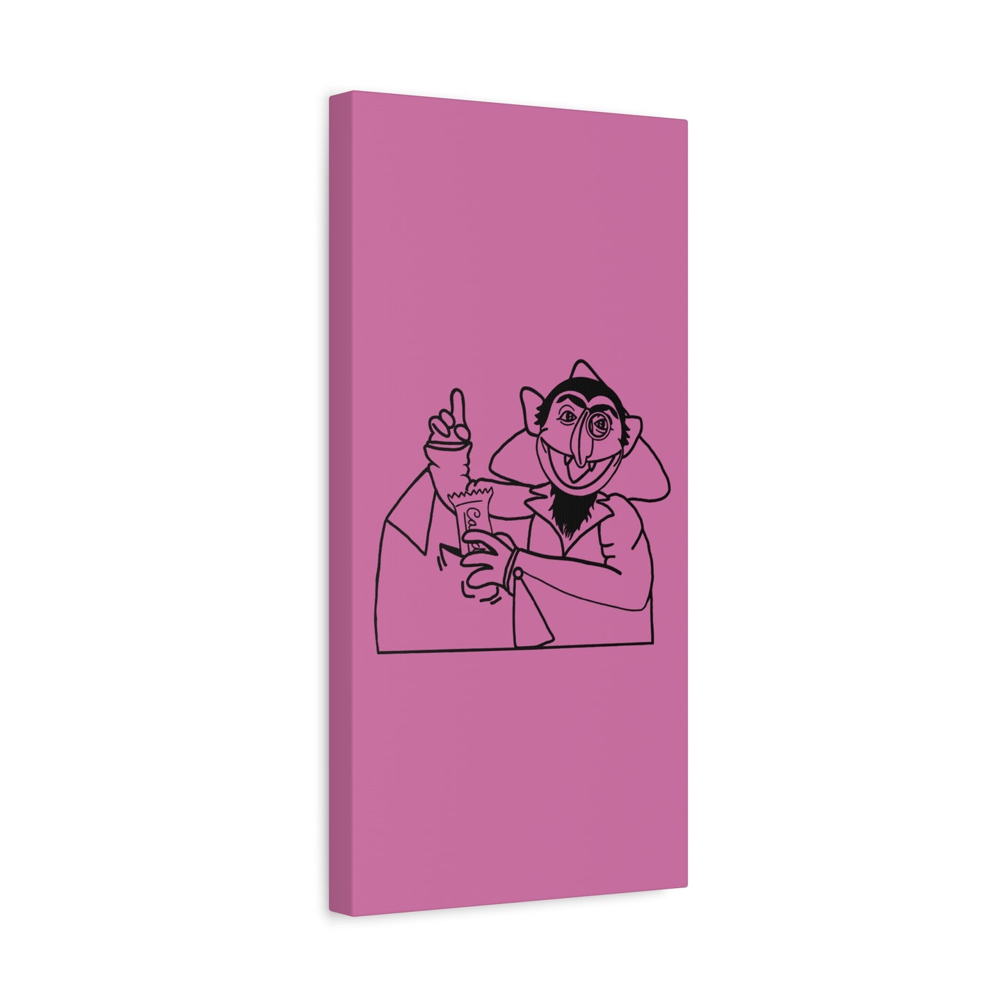 The Count Stealing Candy Outline Canvas Print Light Pink - Sesame Street The Count Parody Art