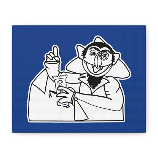 The Count Stealing Candy Outline Canvas Print Dark Blue - Sesame Street The Count Parody Art